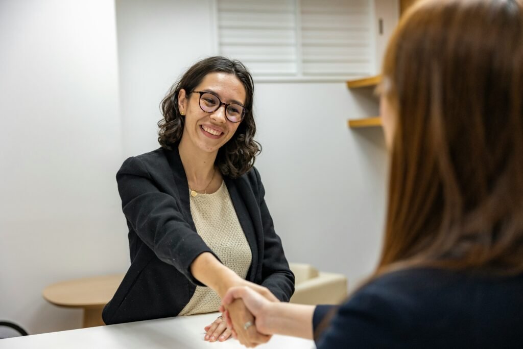 two women in a meeting